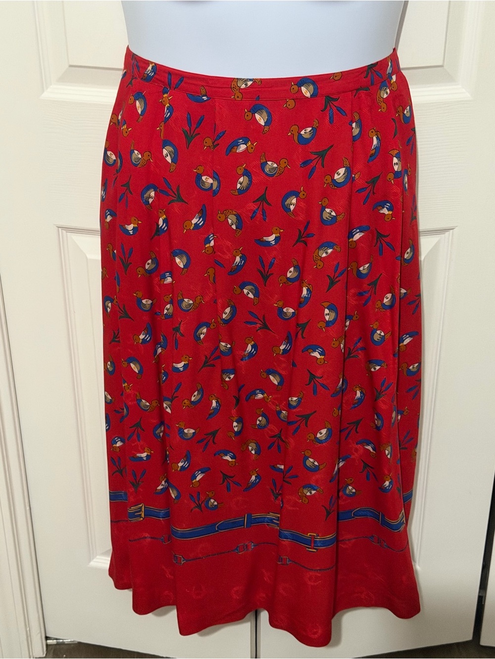 Vintage Red Duck Printed Women's Dress with Blue Accents 22w